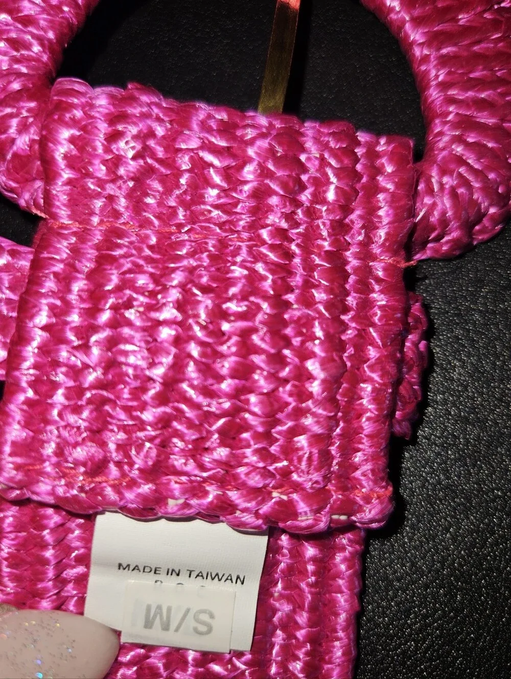 Vintage Women's Pink Raffia Strecth Statement Waist Belt Size S/M
